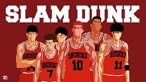 Slam Dunk Shohoku Five Starting Lineup Anime Basketball Team Poster HD wallpaper
