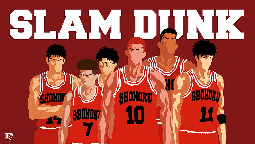 Slam Dunk Shohoku Five Starting Lineup Anime Basketball Team Poster HD wallpaper