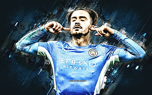 Jack Grealish in Manchester City Home Kit with Etihad Airways Sponsorship HD wallpaper