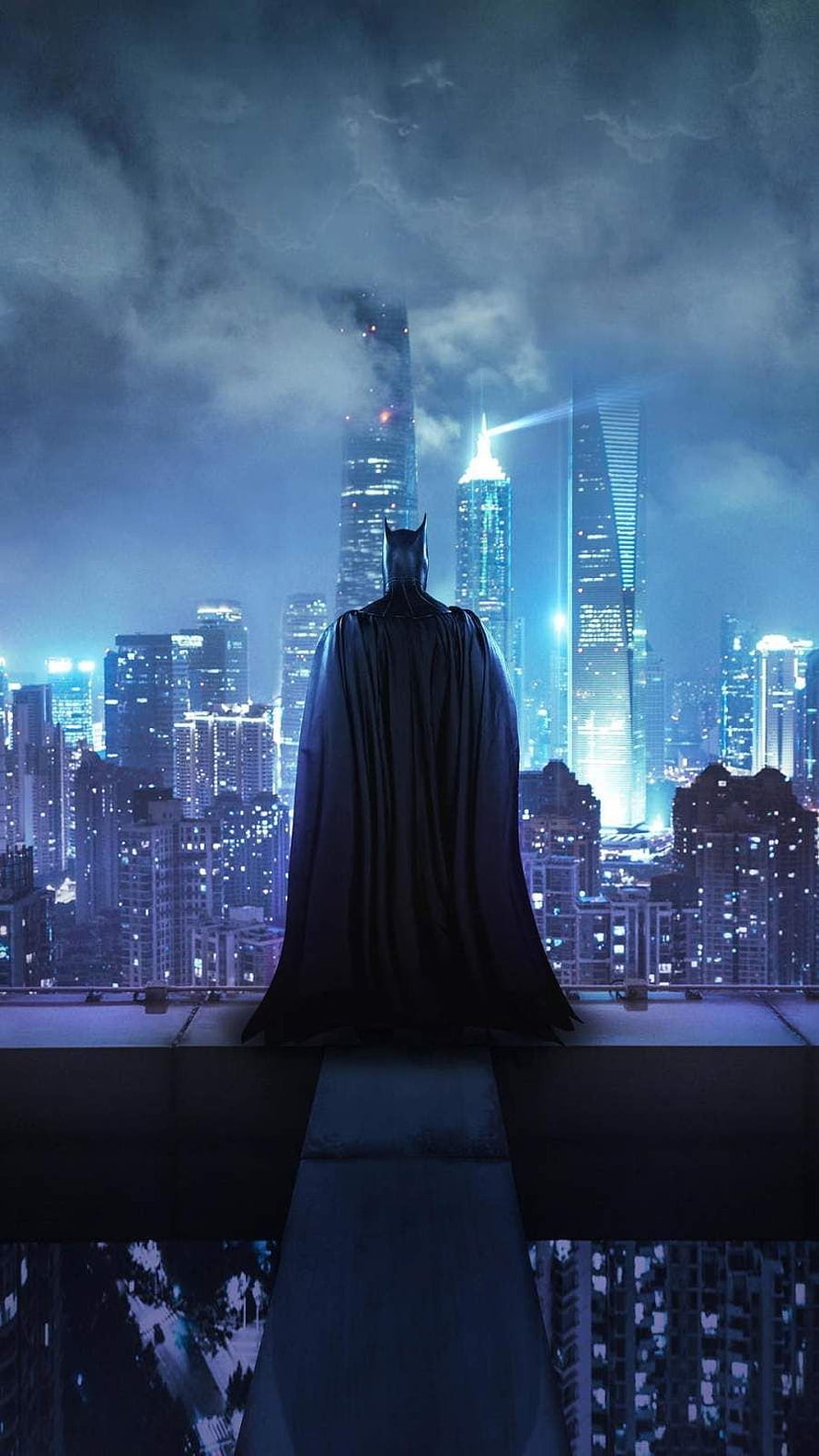 Batman Arkham City Rooftop Silhouette Over Nighttime Cityscape, Batman Standing on the Rooftop . Batman , Batman poster, Batman, Batman Arkham City HD phone wallpaper
