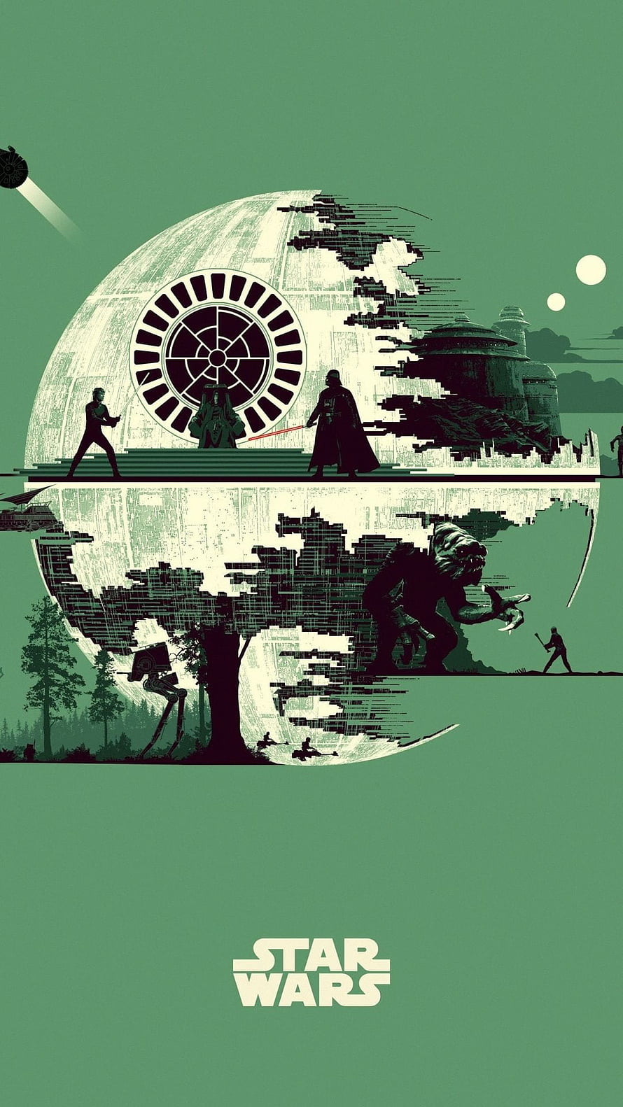 Star Wars Skywalker Saga Minimalist Green Poster Art HD phone wallpaper