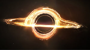 Glowing Accretion Disk Black Hole With Golden Light Ring Against Dark Space HD wallpaper
