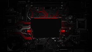 Dark Gaming Motherboard with Red Circuit Traces and CPU Cooler HD wallpaper