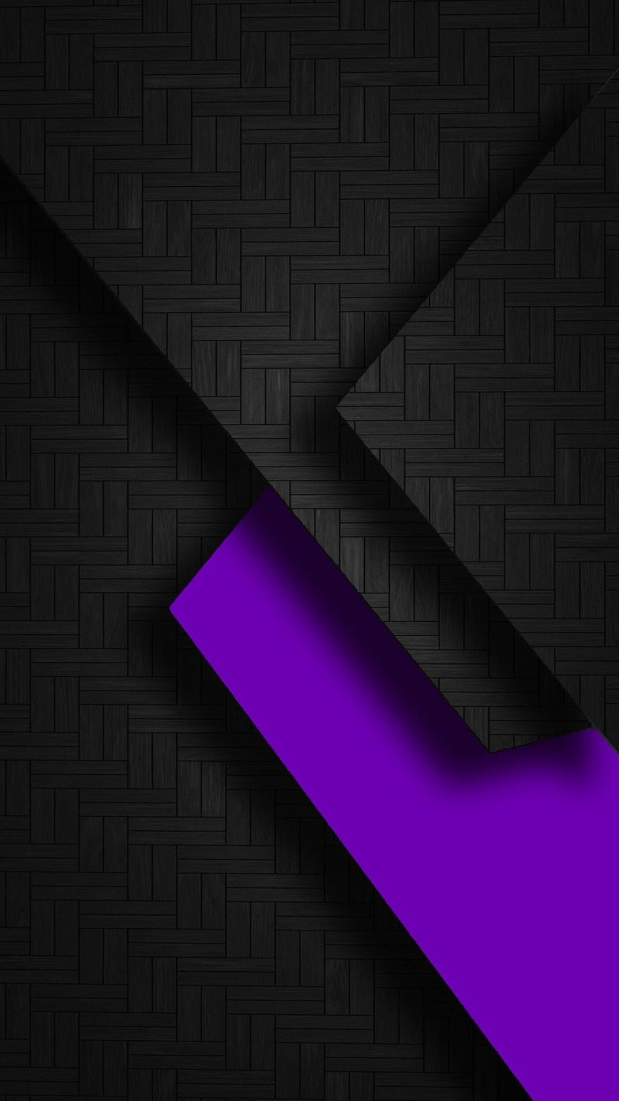 Dark Woven Texture with Bold Purple Geometric Shape and Diagonal Shadow HD phone wallpaper