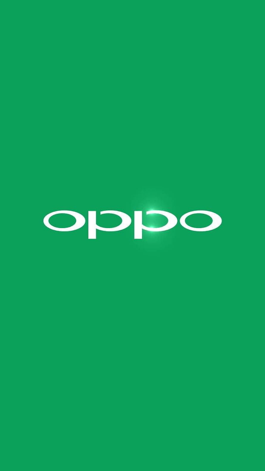 Minimalist Oppo Brand Logo on Vibrant Green Background HD phone wallpaper