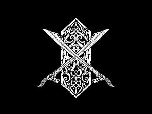 Dayak Borneo Tribal Tattoo Design with Crossed Swords and Ornate Shield HD wallpaper