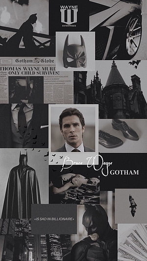 Bruce Wayne and Batman Dark Knight Aesthetic Collage with Christian Bale, Bruce Wayne, aesthetic, Christian bale, Batman, dark knight, rich, qoutes HD phone wallpaper