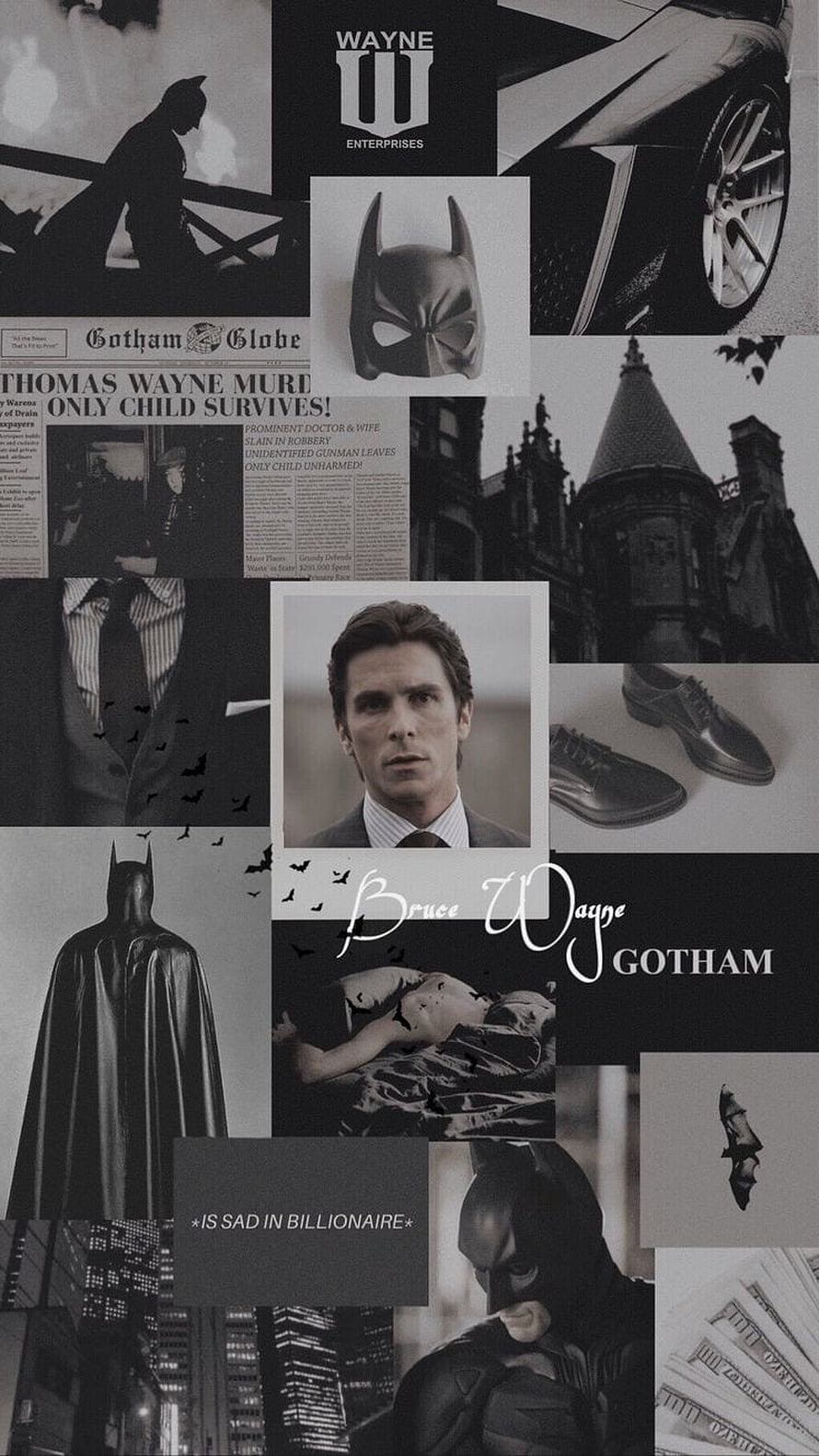 Bruce Wayne and Batman Dark Knight Aesthetic Collage with Christian Bale, Bruce Wayne, aesthetic, Christian bale, Batman, dark knight, rich, qoutes HD phone wallpaper