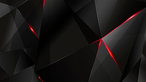 Dark Geometric Abstract Artwork With Glowing Red Light Streaks On Black Background HD wallpaper