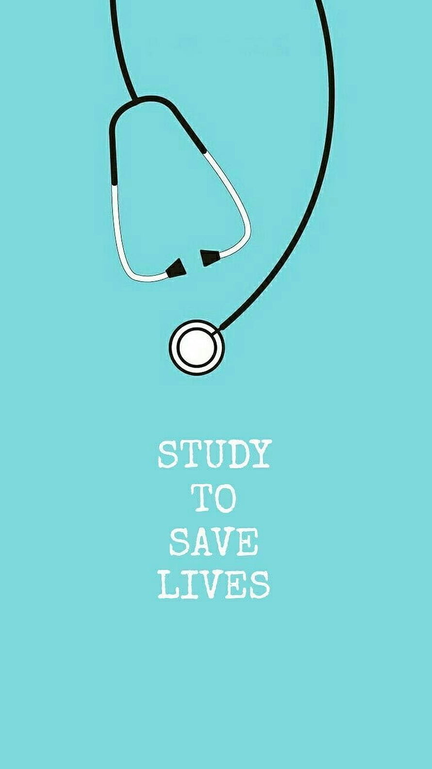 Minimalist Stethoscope Illustration with Medical Student Motivation Quote on Teal Background HD phone wallpaper