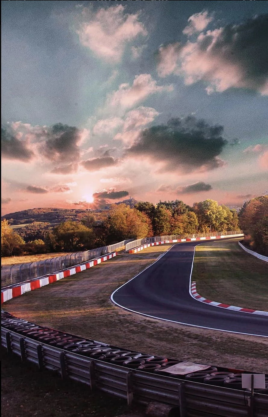 Nürburgring Nordschleife Curved Track at Golden Hour Sunset HD phone wallpaper