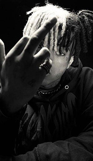 XXXTentacion Black and White Portrait with Bleached Dreads and Hand Gesture HD phone wallpaper