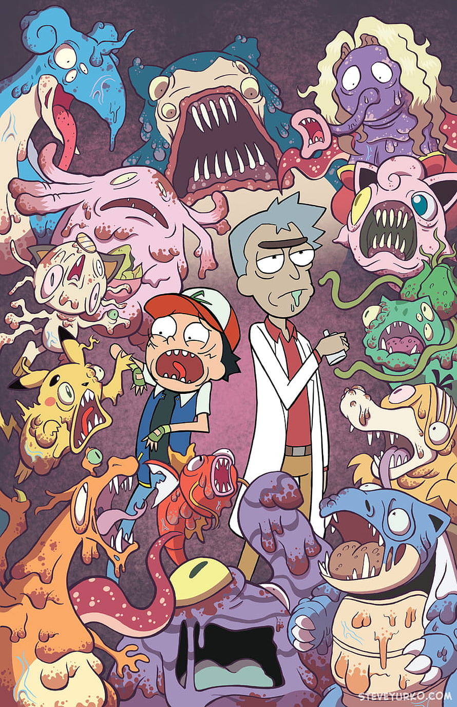Rick and Morty Infected Monsters Poster by SteveYurko HD phone wallpaper