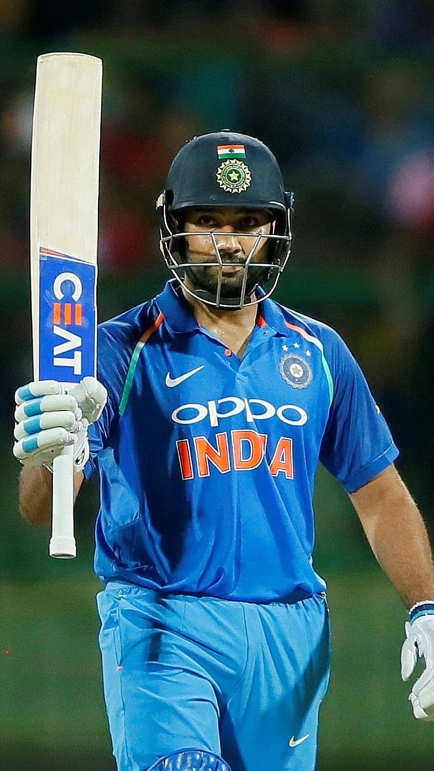 Rohit Sharma in Indian Cricket Team ODI Kit Holding Bat HD phone wallpaper