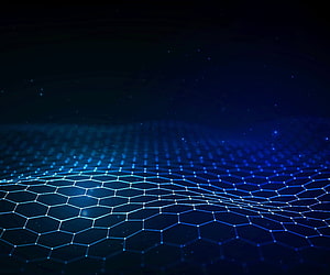 Glowing Blue Hexagonal Grid on Dark Digital Surface HD wallpaper