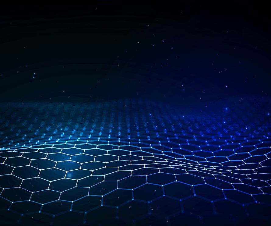 Glowing Blue Hexagonal Grid on Dark Digital Surface HD wallpaper