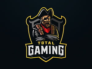 Total Gaming Esports Logo Featuring Bearded Pirate Mascot with Crossed Arms and Shield Badge HD wallpaper