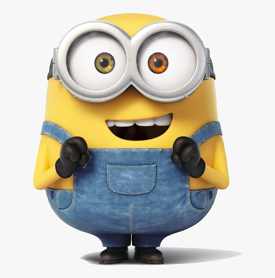 Bob Minion Character in Denim Overalls and Goggles on White Background HD phone wallpaper