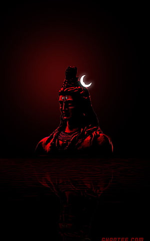 Lord Shiva Dark Portrait With Crescent Moon And Water Reflection HD phone wallpaper