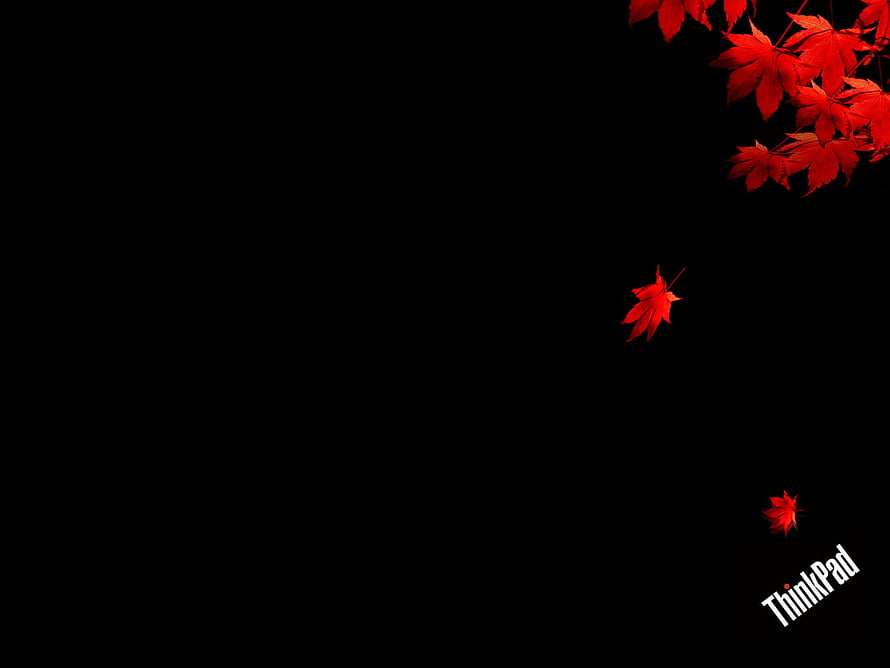 Lenovo ThinkPad Red Maple Leaves on Black Background Minimalist Autumn Design HD wallpaper