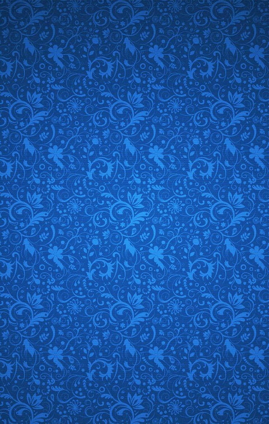 Royal Blue Floral Damask Pattern with Intricate Swirls and Botanical Motifs HD phone wallpaper