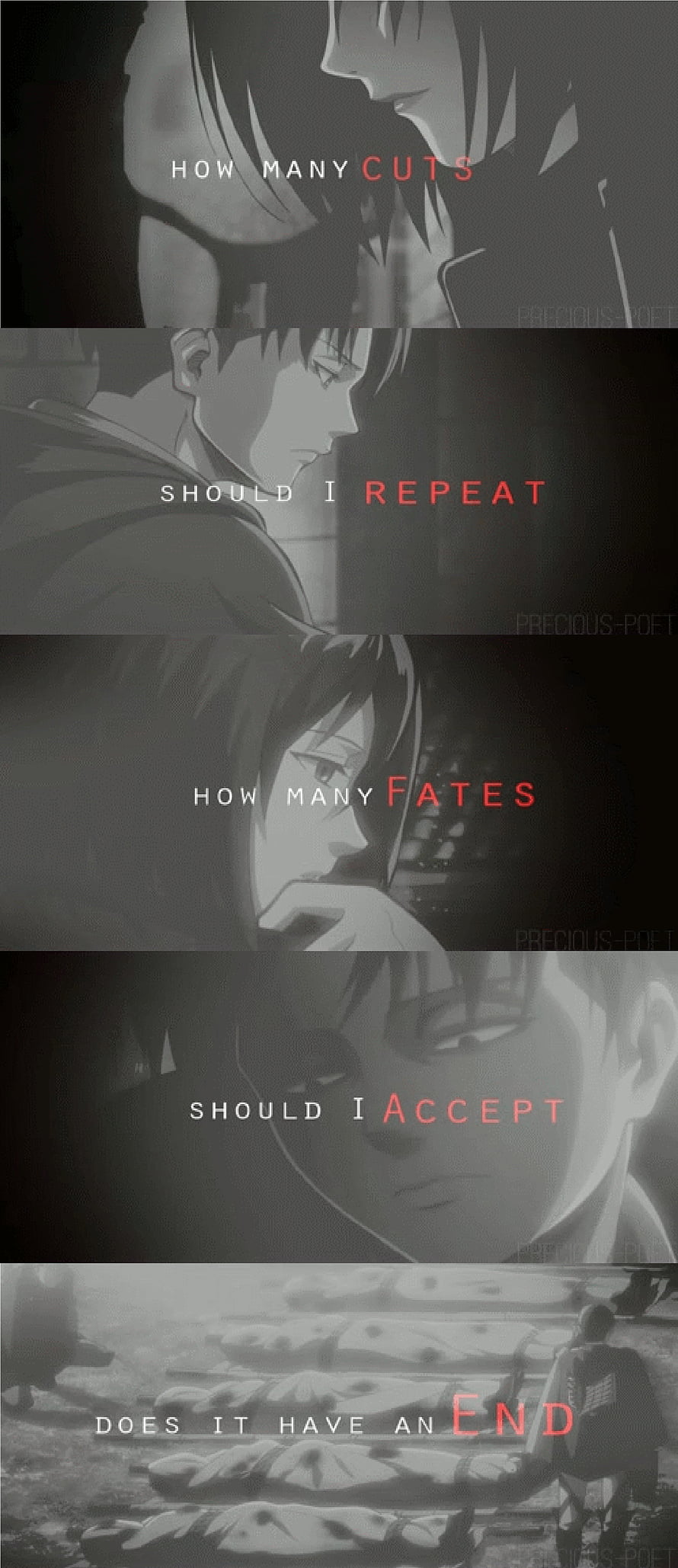 Attack on Titan Levi and Mikasa Emotional Quote Collage HD phone wallpaper