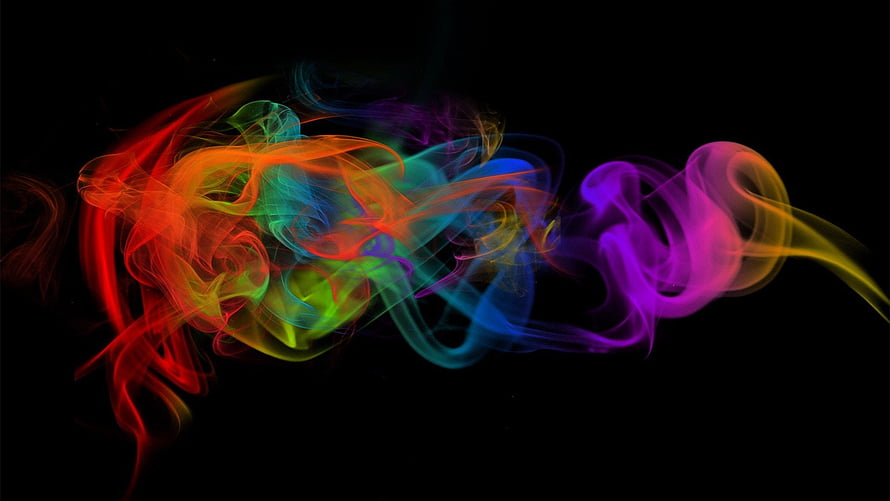 Vibrant Rainbow Smoke Swirls on Black Background Abstract Digital Art HD wallpaper