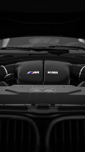 BMW M5 E60 V10 Engine Bay Close-Up HD phone wallpaper