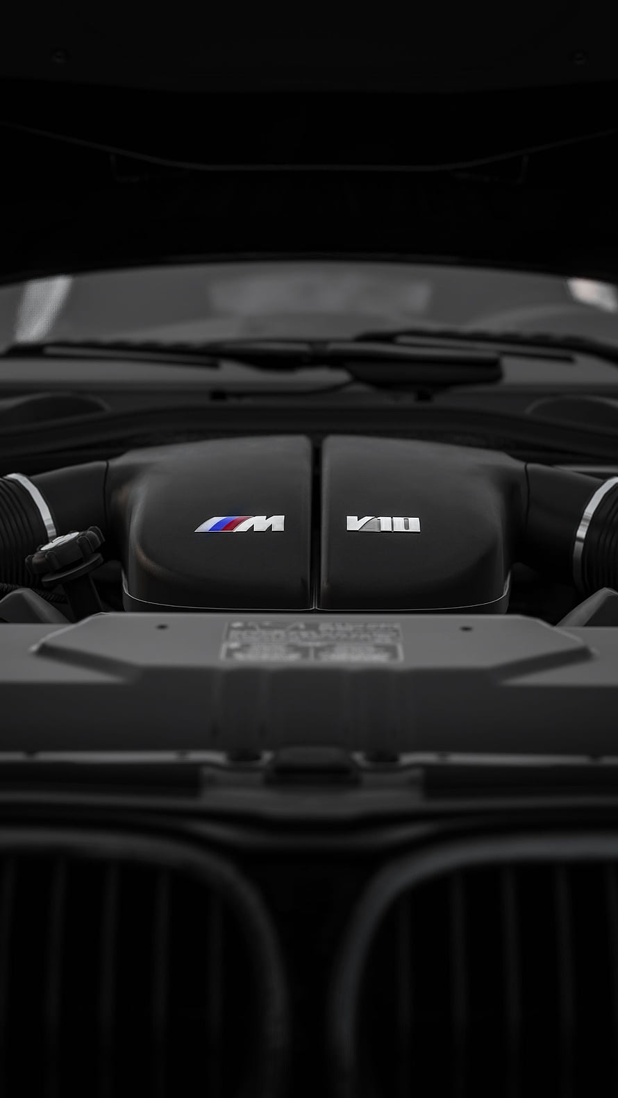 BMW M5 E60 V10 Engine Bay Close-Up HD phone wallpaper