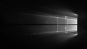 Windows 10 Dark Mode Minimalist Desktop Background with Glowing Grid Logo HD wallpaper