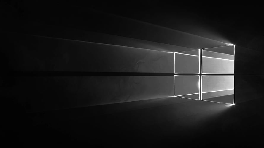 Windows 10 Dark Mode Minimalist Desktop Background with Glowing Grid Logo HD wallpaper