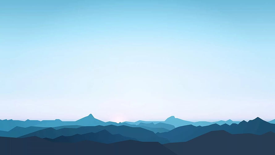 Minimalist Blue Mountain Range Landscape with Soft Gradient Sky and Layered Silhouettes HD wallpaper