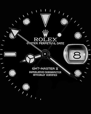 Rolex GMT-Master II Black Dial Watch Face Design with Luminous Markers and Date Window HD phone wallpaper