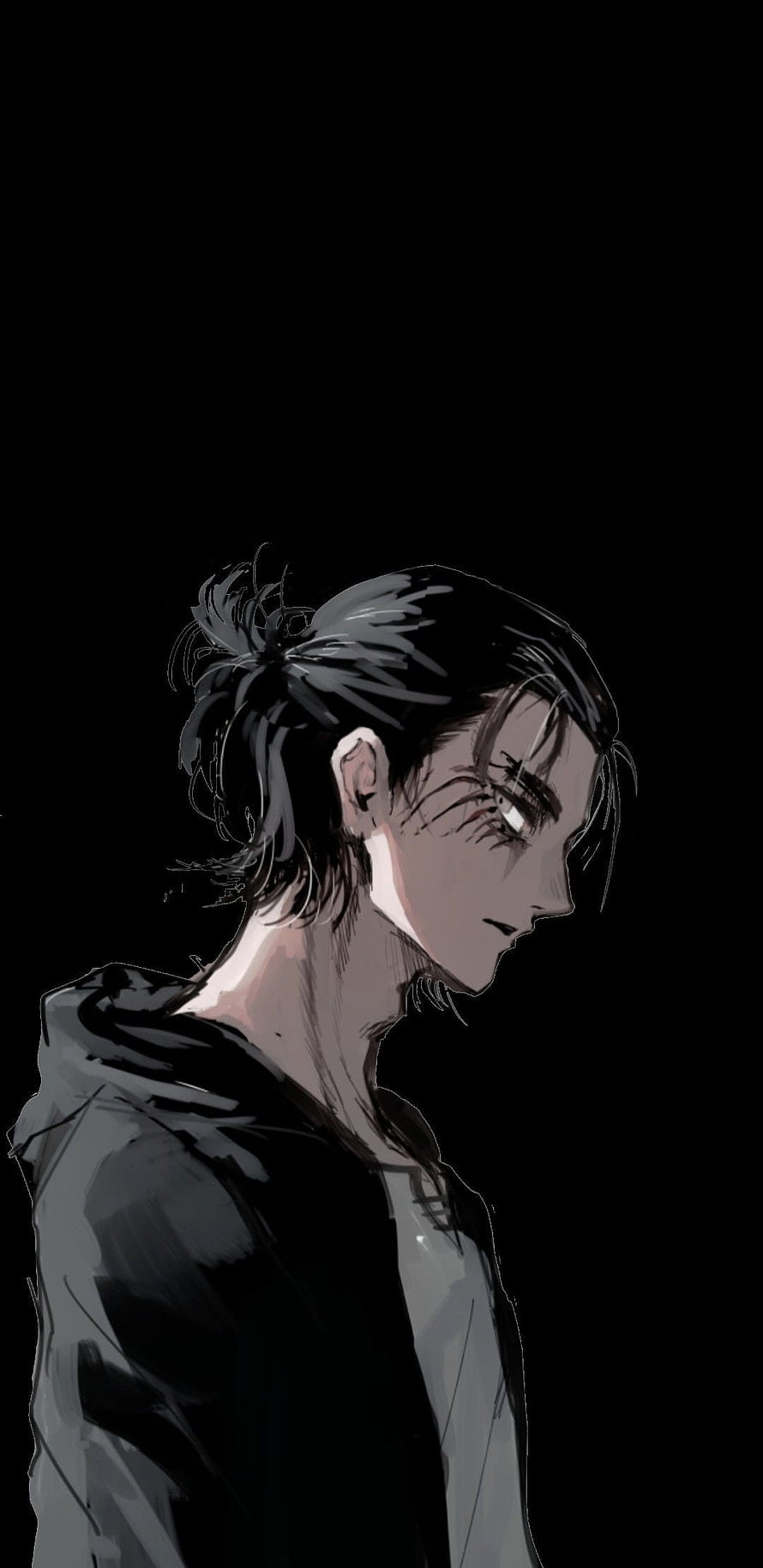 Eren Yeager Anime Character Profile Illustration on Black Background HD phone wallpaper