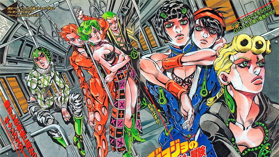 JoJo's Bizarre Adventure Part 6 Stone Ocean Characters Inside a Train Car HD wallpaper
