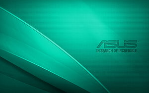 Asus Turquoise Wavy Abstract Background with Sleek Diagonal Lines and Brand Logo HD wallpaper