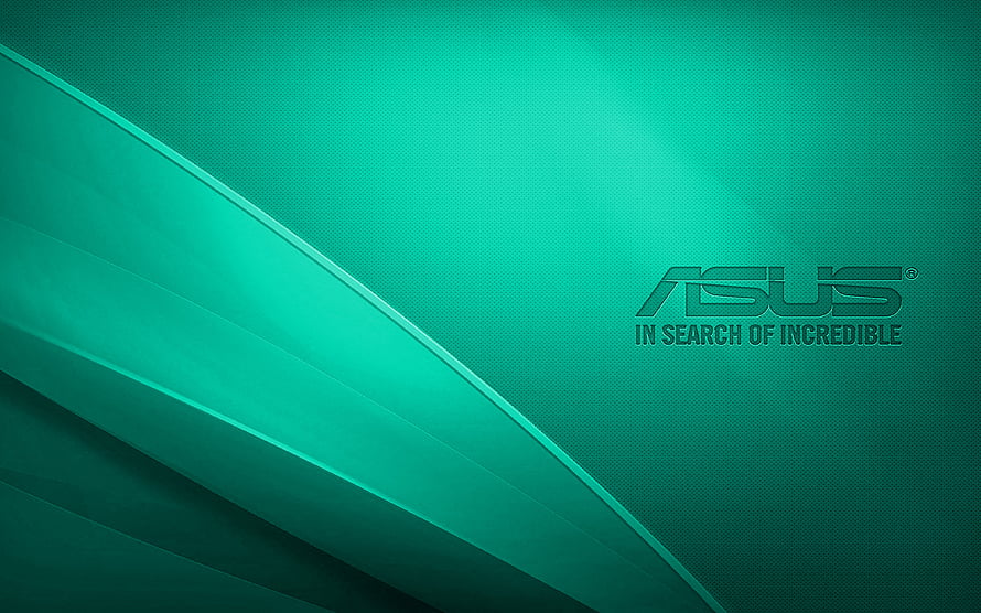 Asus Turquoise Wavy Abstract Background with Sleek Diagonal Lines and Brand Logo HD wallpaper