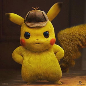Detective Pikachu in a Sherlock Hat with a Serious Expression HD phone wallpaper