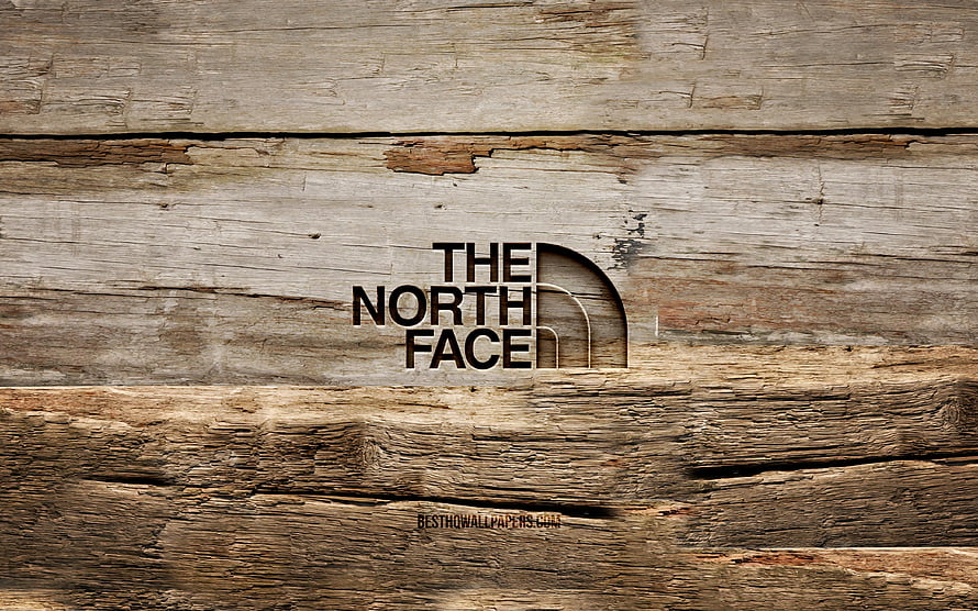The North Face Logo Carved Into Weathered Rustic Wood Planks HD wallpaper