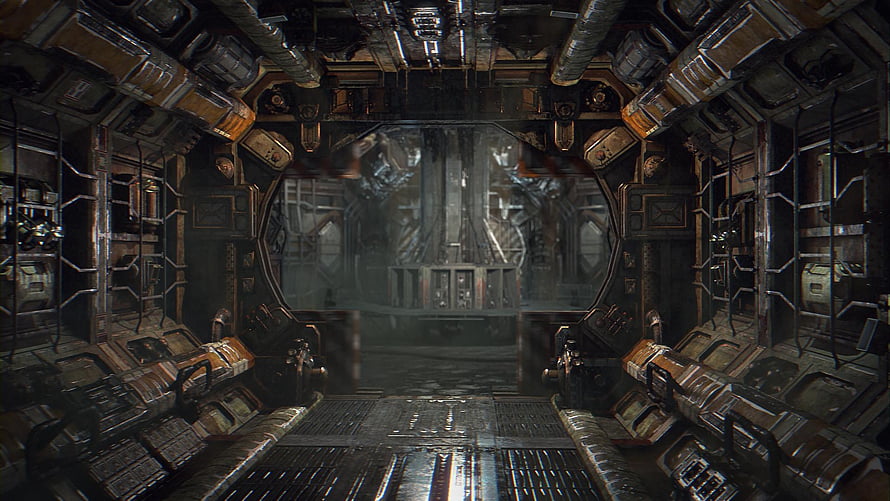 Aliens Isolation Nostromo Interior Corridor with Industrial Sci-Fi Design HD wallpaper