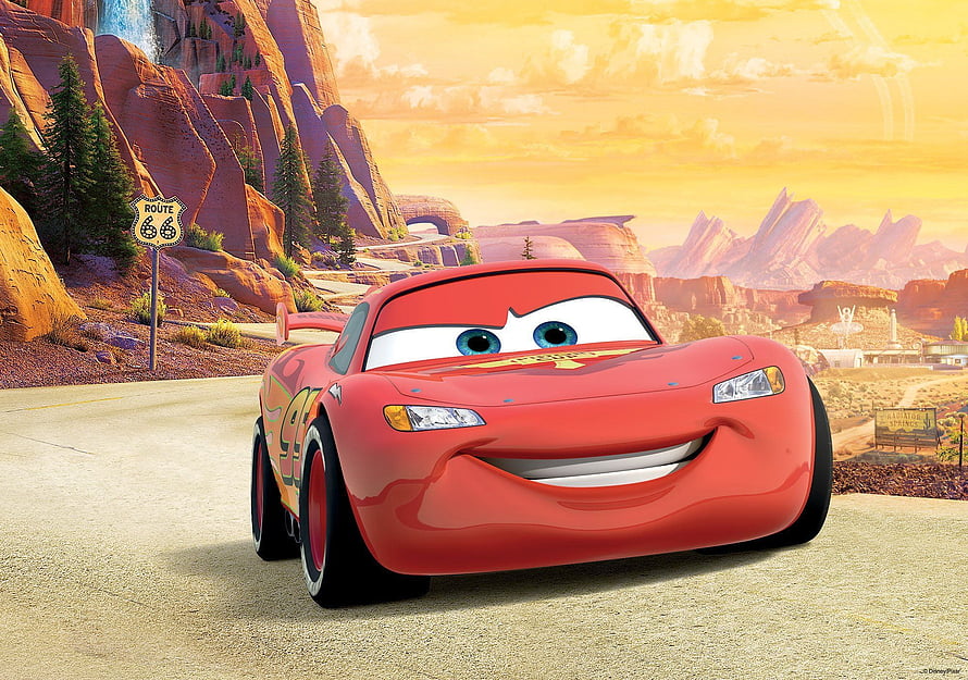Lightning McQueen on Route 66 in the American Southwest from Disney Pixar Cars HD wallpaper