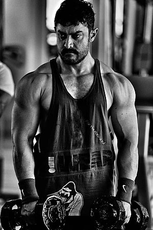 Aamir Khan Intense Gym Workout in Black and White HD phone wallpaper