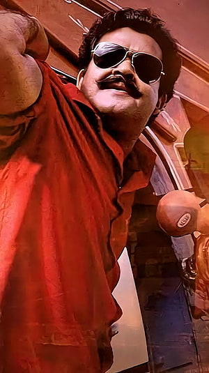 Mohanlal in Spadikkam Malayalam Movie Poster with Sunglasses and Red Shirt HD phone wallpaper