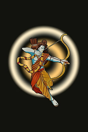 Shri Ram Archery Illustration with Bow and Arrow in Traditional Attire HD phone wallpaper