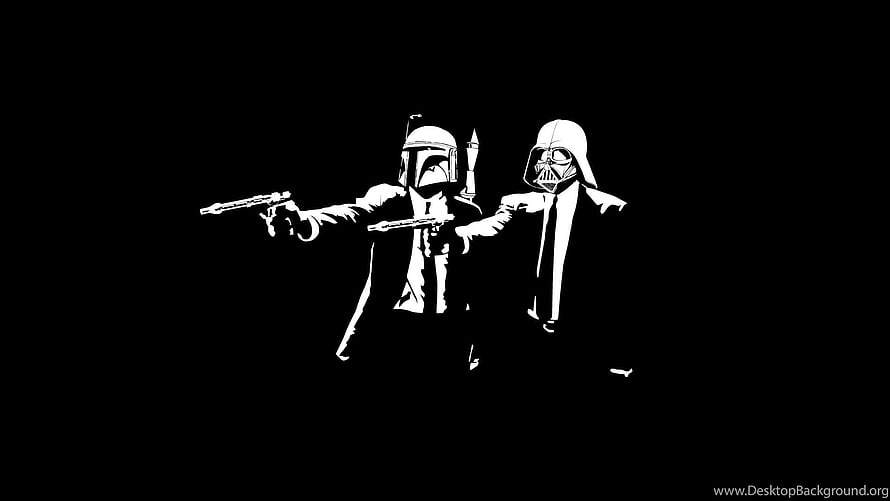 Star Wars Mandalorian and Darth Vader in Suits and Ties Silhouette HD wallpaper
