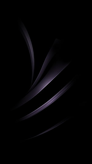 Elegant Dark Purple Curved Ribbons on Black Minimalist Abstract Background HD phone wallpaper