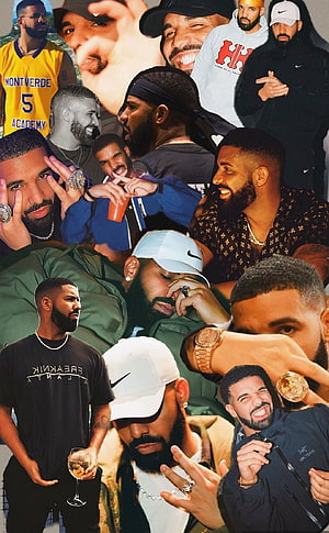 Drake Aesthetic Collage Featuring Multiple Poses, Outfits, and Signature Moments HD phone wallpaper