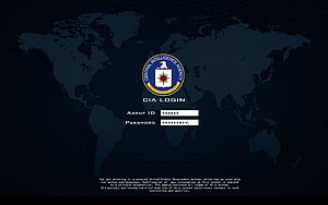 CIA Login Screen with World Map Background and Secure Access Interface HD wallpaper