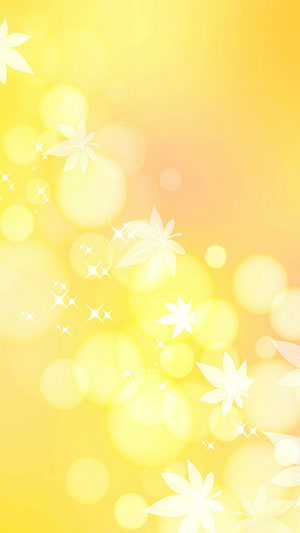 Soft Yellow Gradient with White Floral Silhouettes and Sparkling Bokeh Light Effects HD phone wallpaper