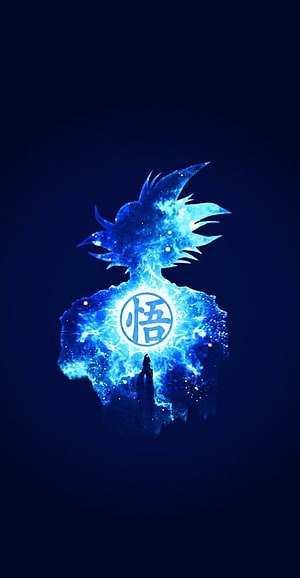 Goku Dragon Ball Super Galaxy Aura Portrait with Kanji Symbol HD phone wallpaper